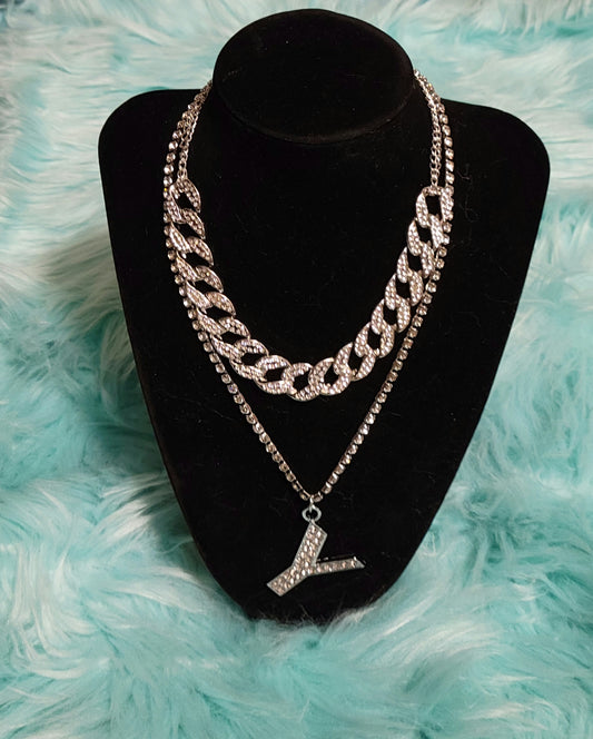 "Y" Initial Necklace Set