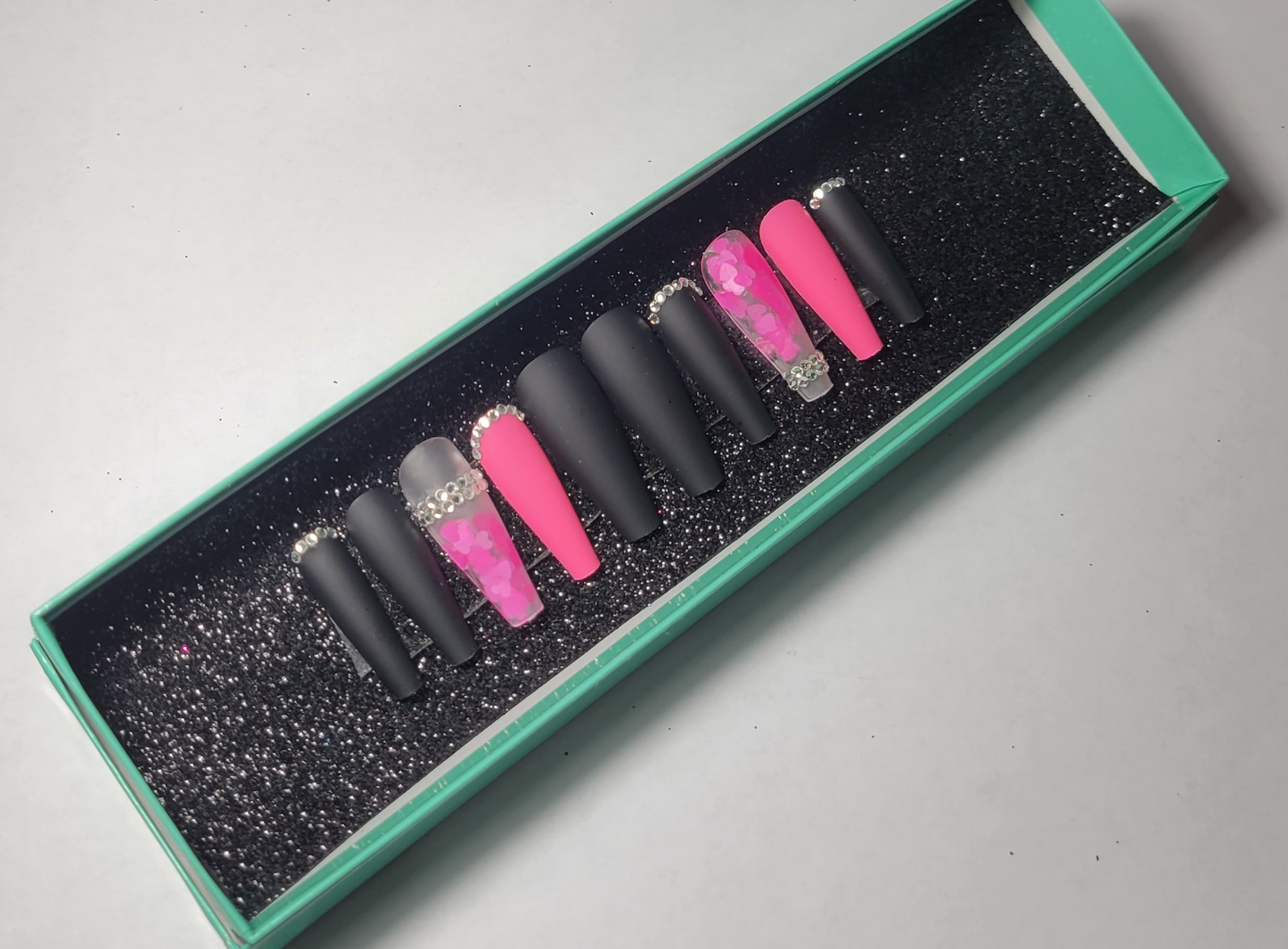 Pink Hearts Press on Nails