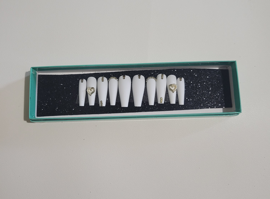 Golden Heart Press on Nails