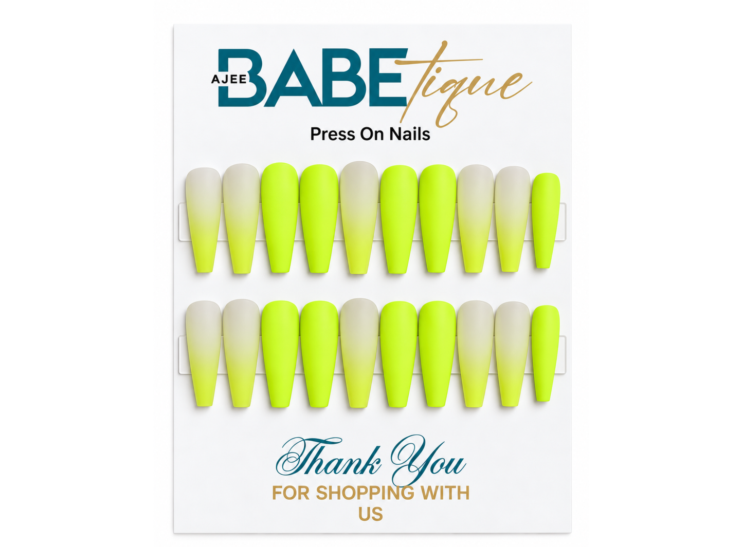 Electric Lime Ombre Press Ons Set