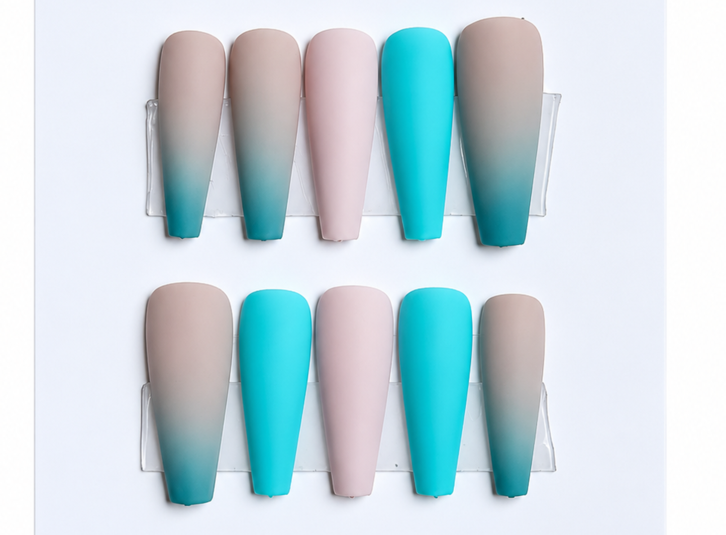 Aqua Dream Girl Ombre Press Ons Set