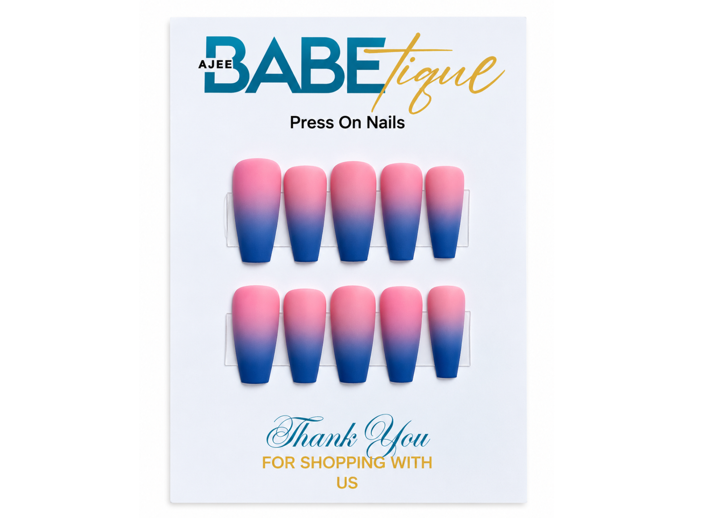 Pink Sapphire Ombre Press ons Nails