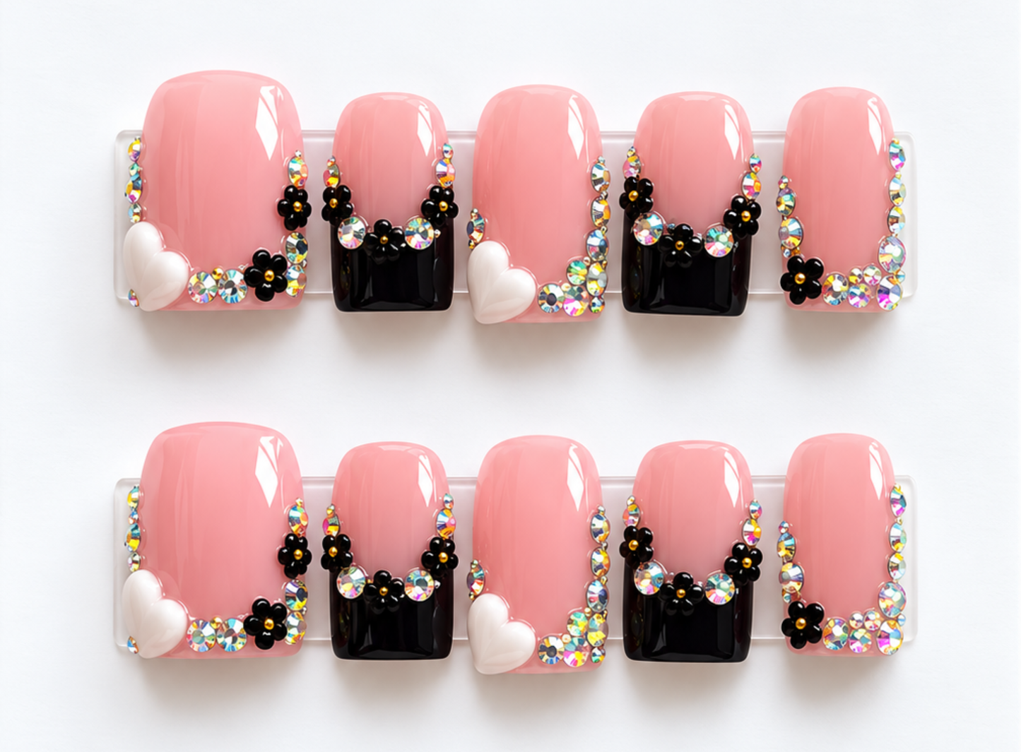 Crystal Flowering Press on Nails