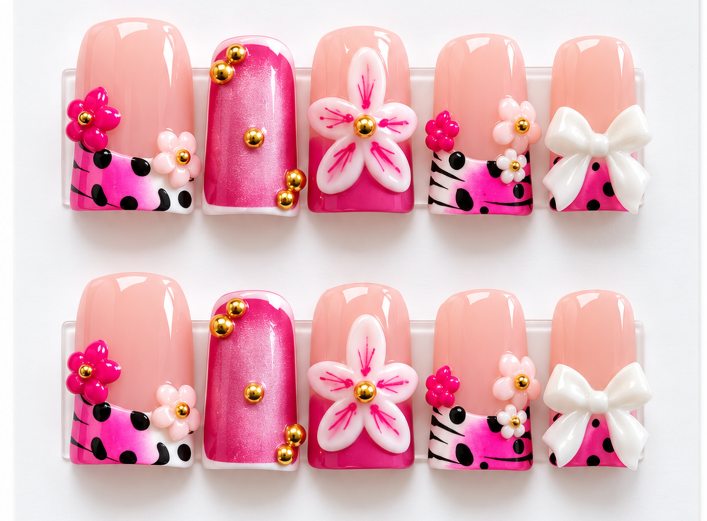 Tropical Pink Flower Press on Nails