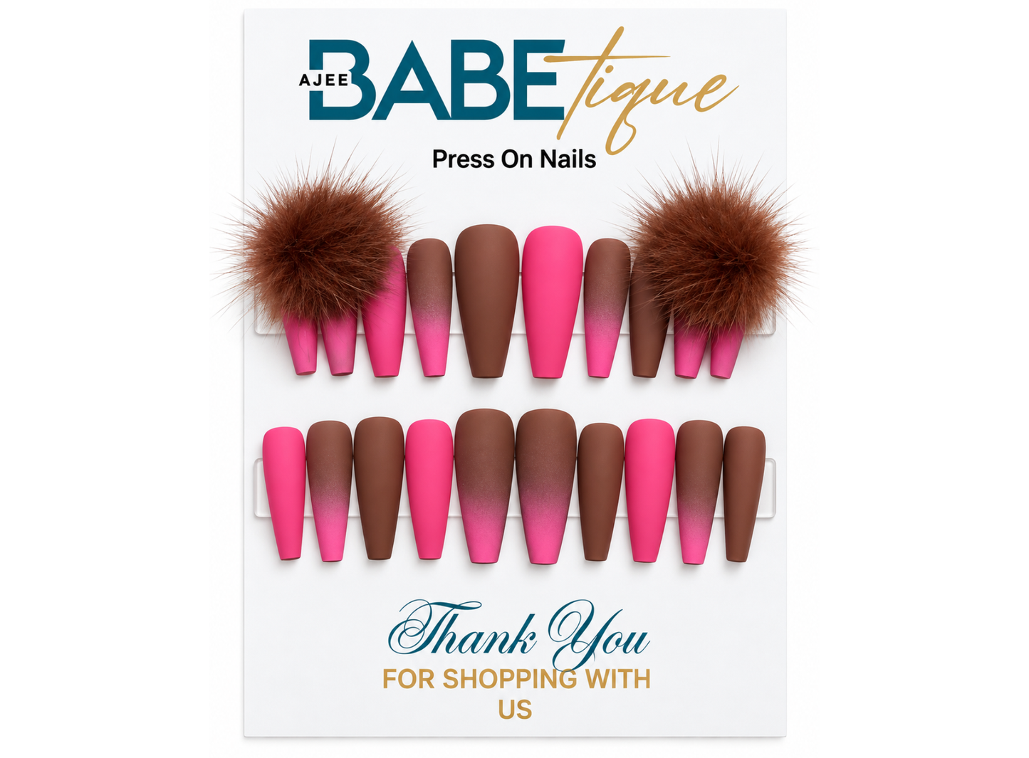 Chocolate Barbie Ombre Press ons Set