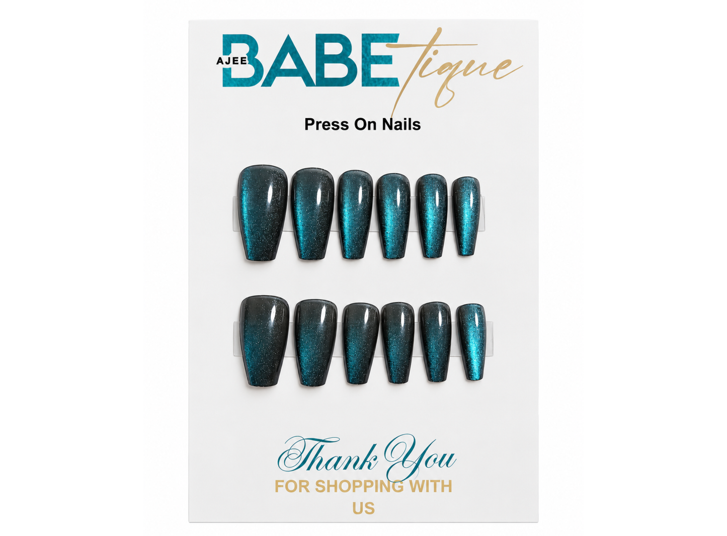 Teal Temptation Press on Nails