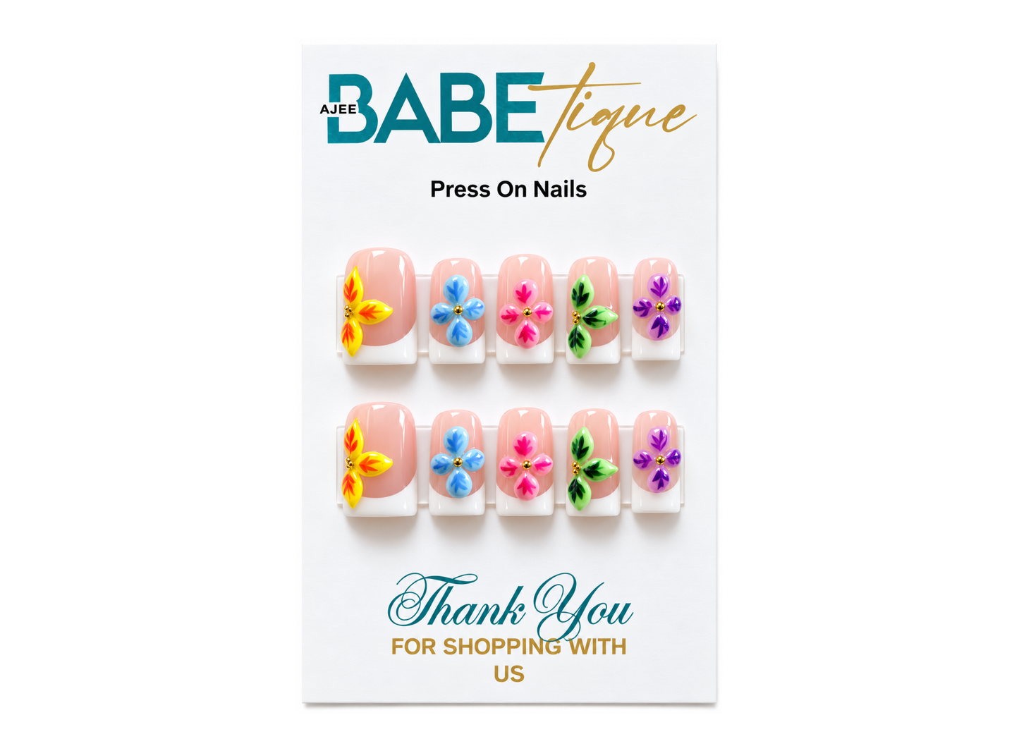 Rainbow Flowers Press on Nails