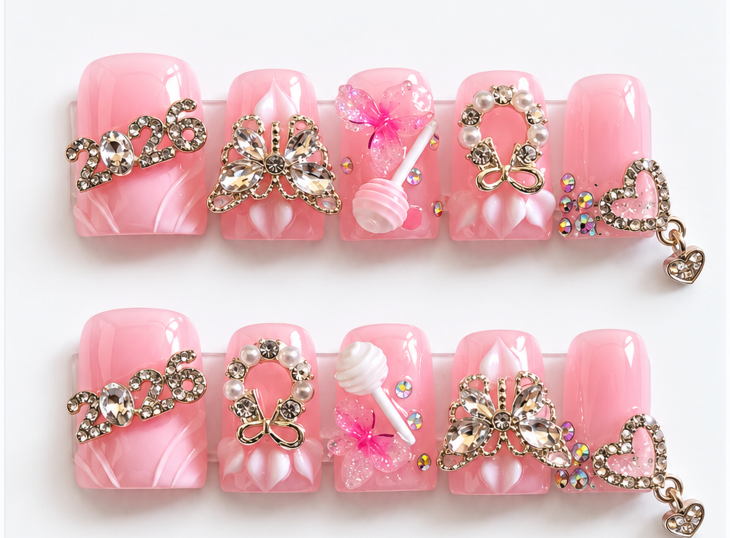 Pink Royalty Press on Nails