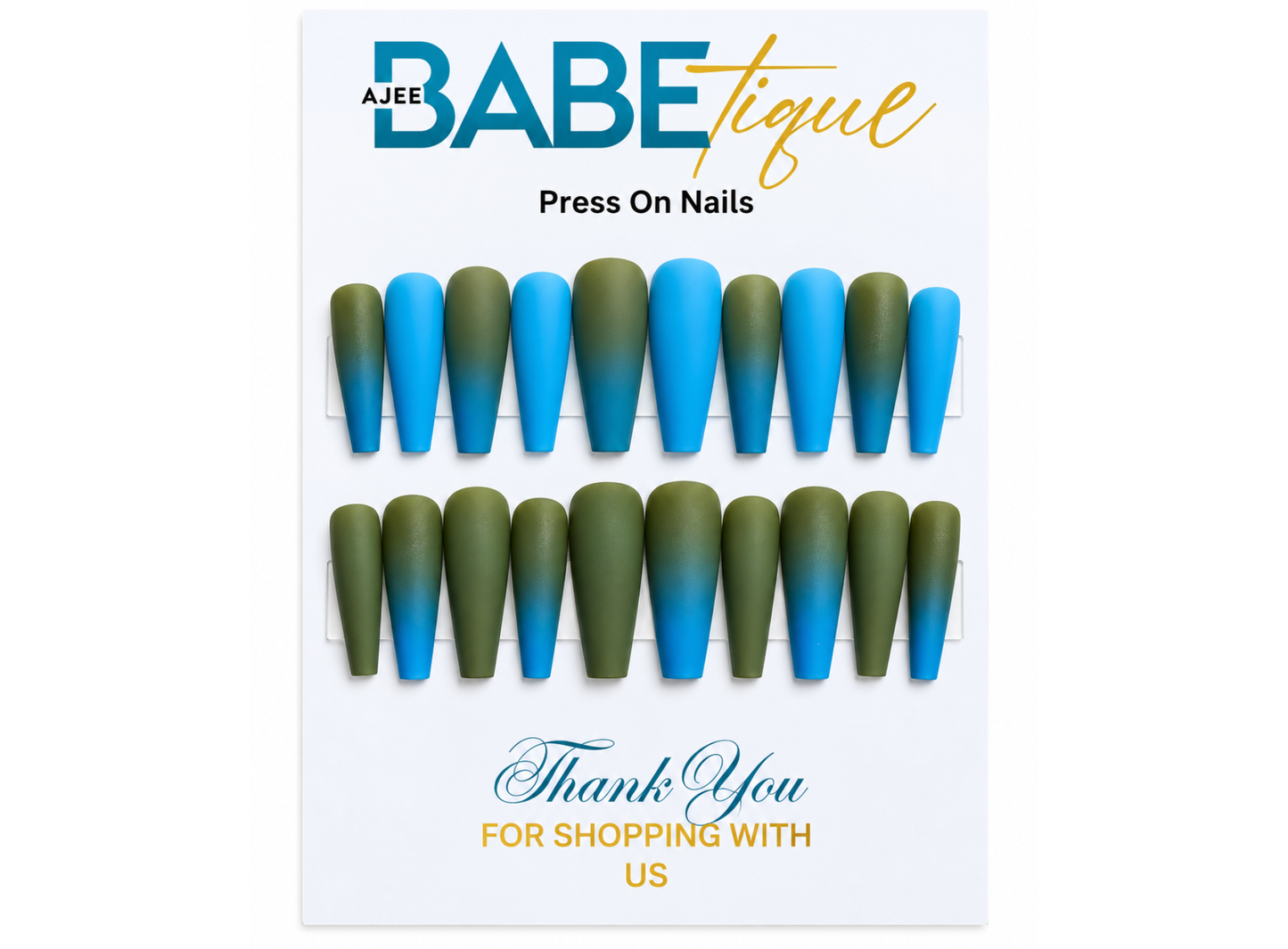 Turquoise Jungle Ombre Press Ons Set