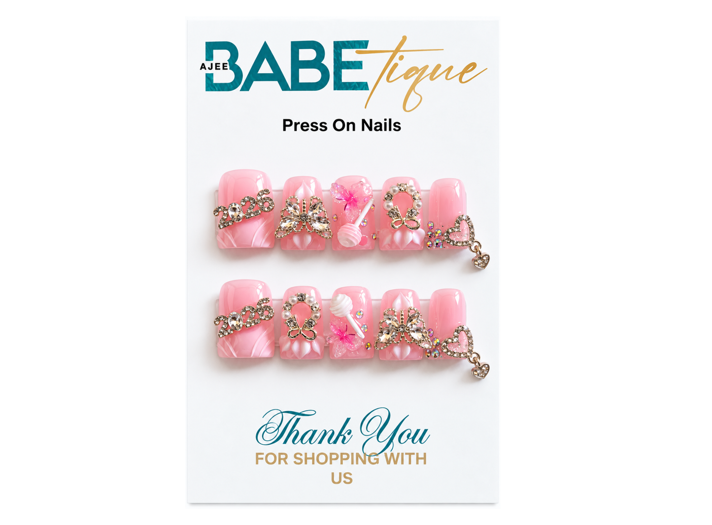 Pink Royalty Press on Nails
