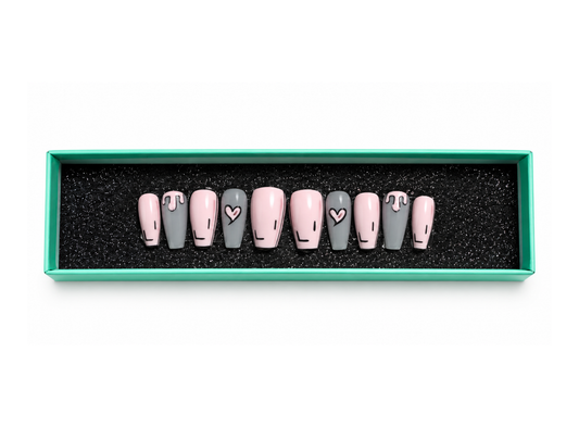 Dripping Pink Hearts Press on Nails