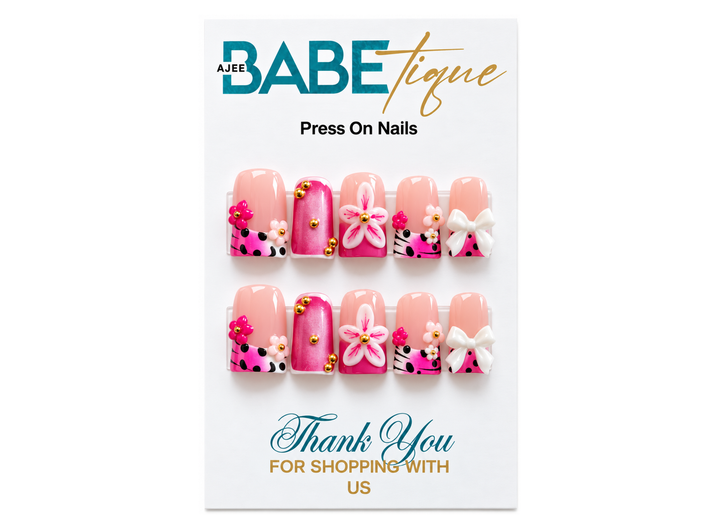 Tropical Pink Flower Press on Nails