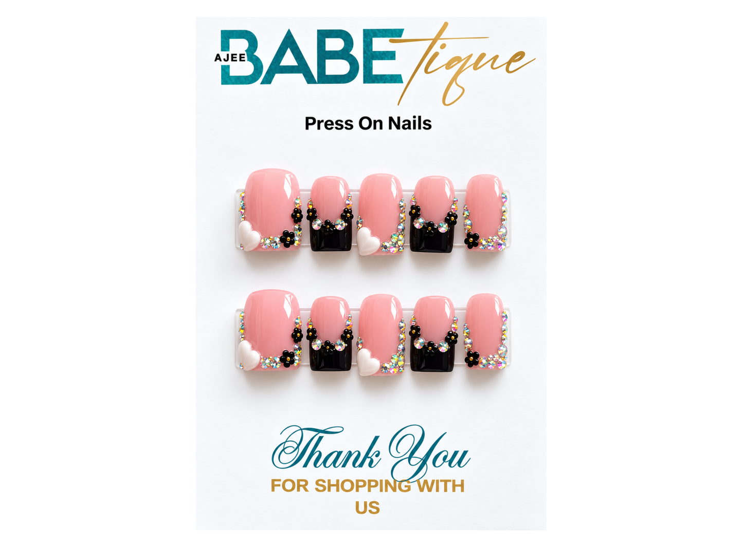 Crystal Flowering Press on Nails