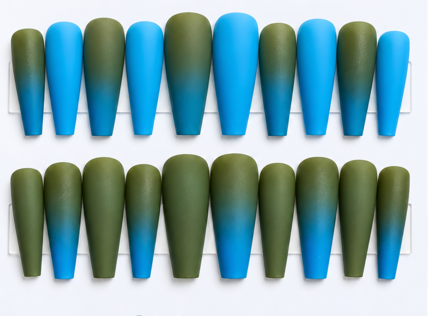 Turquoise Jungle Ombre Press Ons Set