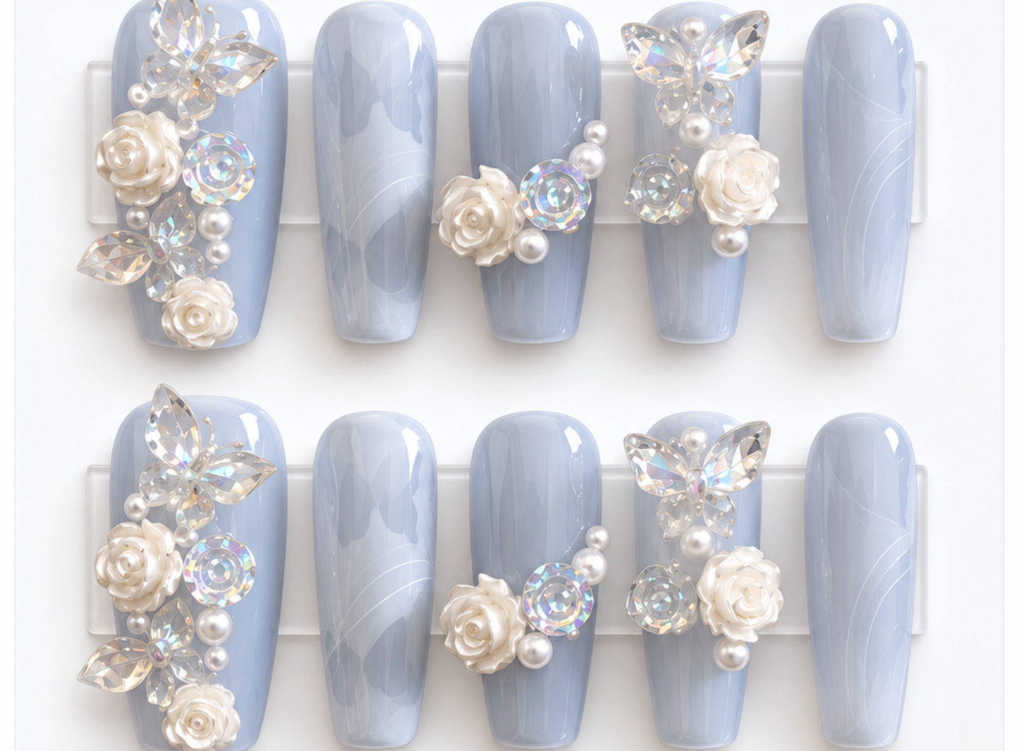 Bufferfly Rose Press on Nails