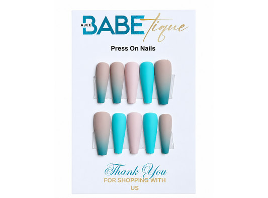 Aqua Dream Girl Ombre Press Ons Set