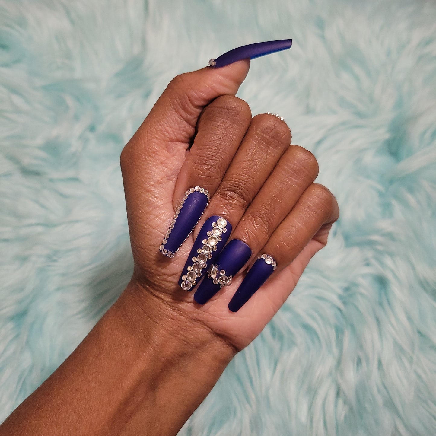 Fancy Dark Blue Press on Nails