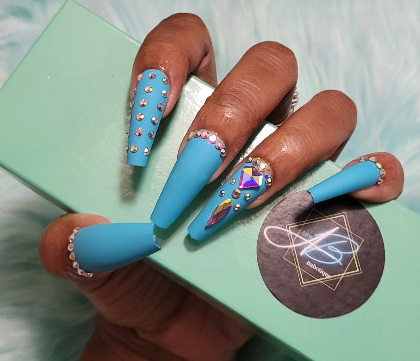 Glam Turquoise Press on Nails