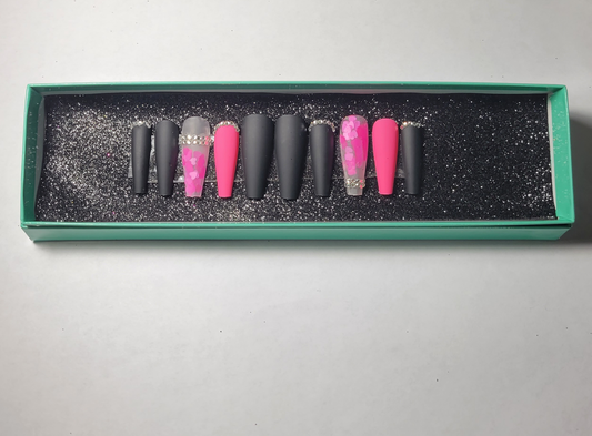 Pink Hearts Press on Nails